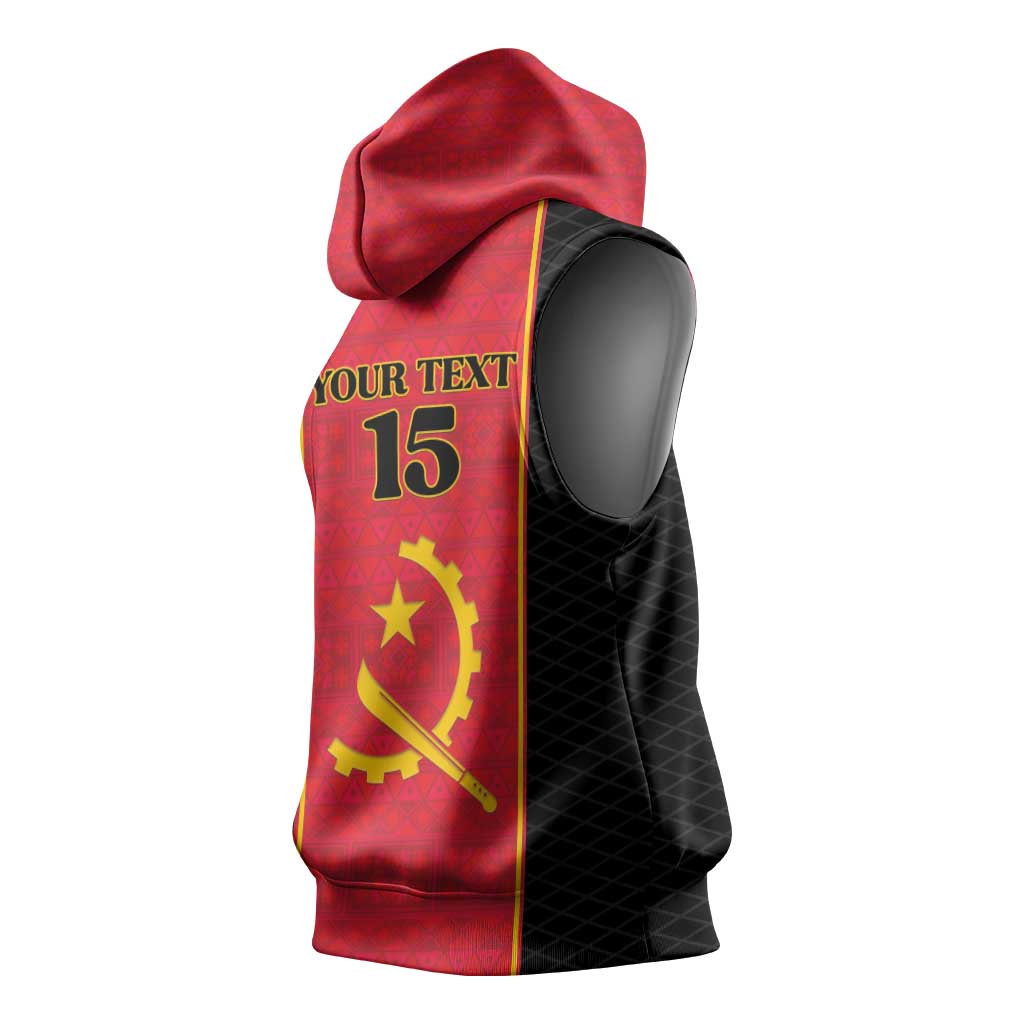 Custom Angola Football Sleeveless Hoodie Come On Palancas Negras - Wonder Print Shop