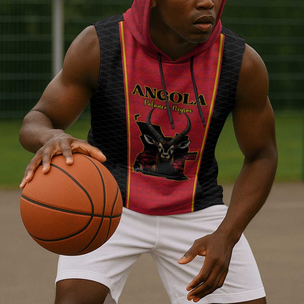 Custom Angola Football Sleeveless Hoodie Come On Palancas Negras - Wonder Print Shop