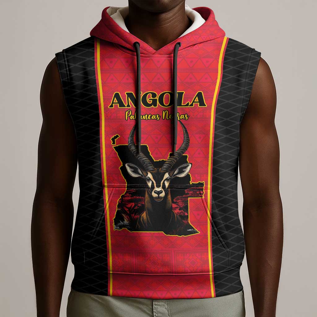 Custom Angola Football Sleeveless Hoodie Come On Palancas Negras - Wonder Print Shop
