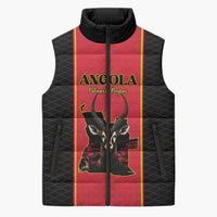 Custom Angola Football Sleeveless Puffer Jacket Come On Palancas Negras - Wonder Print Shop