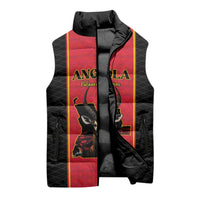Custom Angola Football Sleeveless Puffer Jacket Come On Palancas Negras - Wonder Print Shop