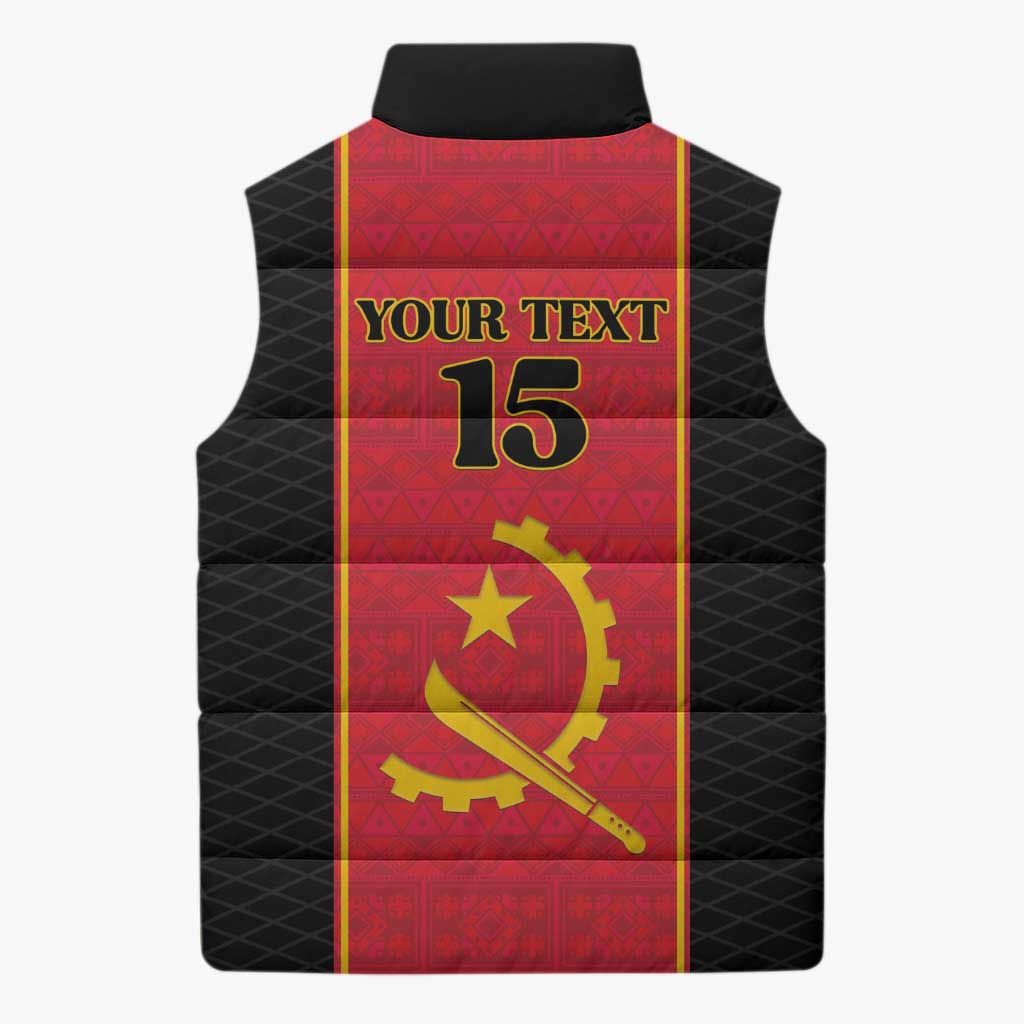 Custom Angola Football Sleeveless Puffer Jacket Come On Palancas Negras - Wonder Print Shop