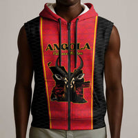 Custom Angola Football Sleeveless Zip Hoodie Come On Palancas Negras - Wonder Print Shop