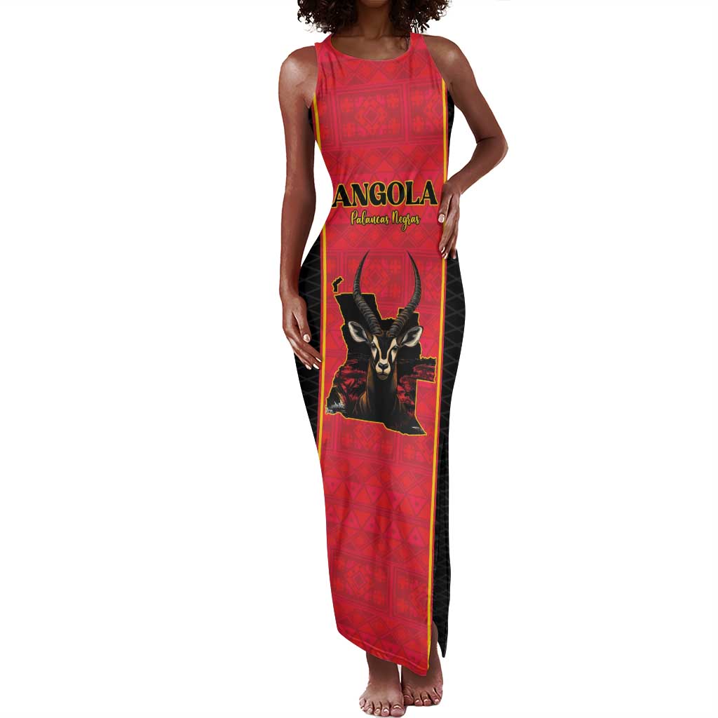Custom Angola Football Tank Maxi Dress Come On Palancas Negras - Wonder Print Shop