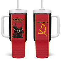 Custom Angola Football Tumbler With Handle Come On Palancas Negras - Wonder Print Shop