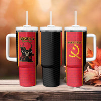 Custom Angola Football Tumbler With Handle Come On Palancas Negras - Wonder Print Shop