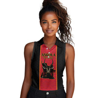 Custom Angola Football Women Sleeveless Polo Shirt Come On Palancas Negras - Wonder Print Shop