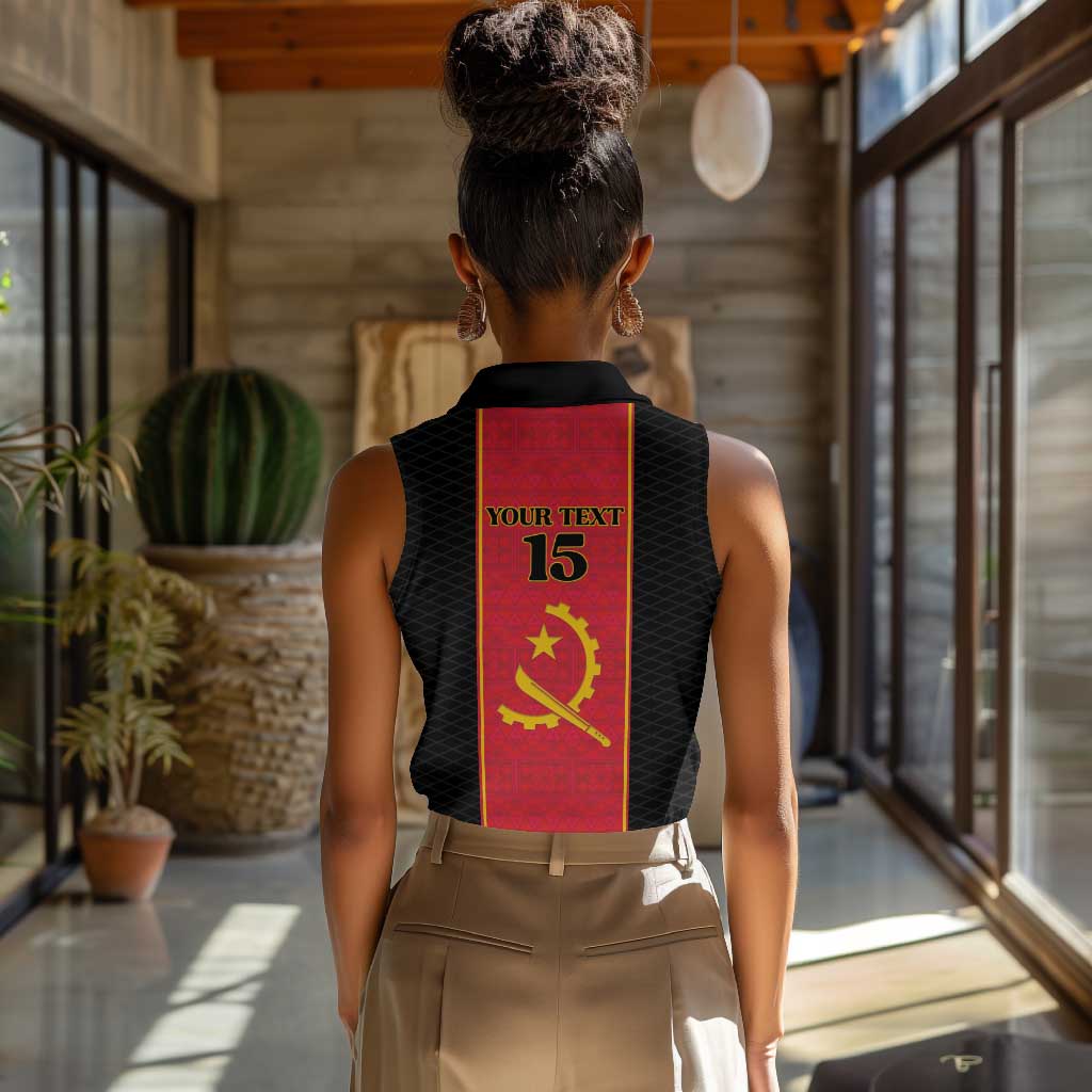 Custom Angola Football Women Sleeveless Polo Shirt Come On Palancas Negras - Wonder Print Shop