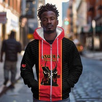 Custom Angola Football Zip Hoodie Come On Palancas Negras - Wonder Print Shop