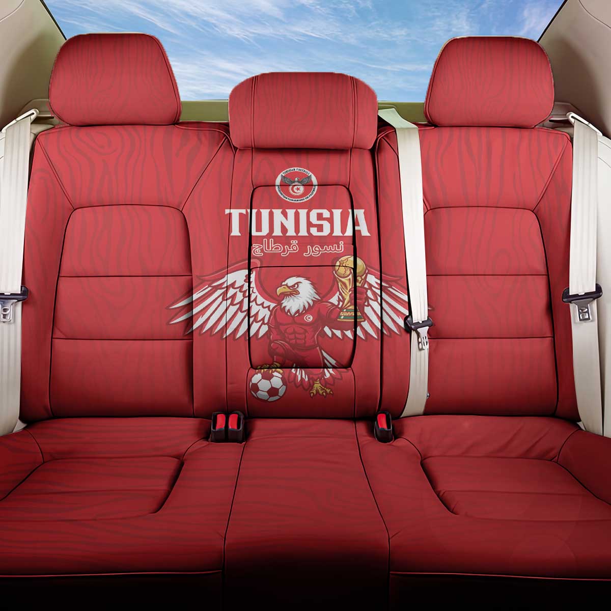 Tunisia Football Back Car Seat Cover Eagles of Carthage Rise - Wonder Print Shop