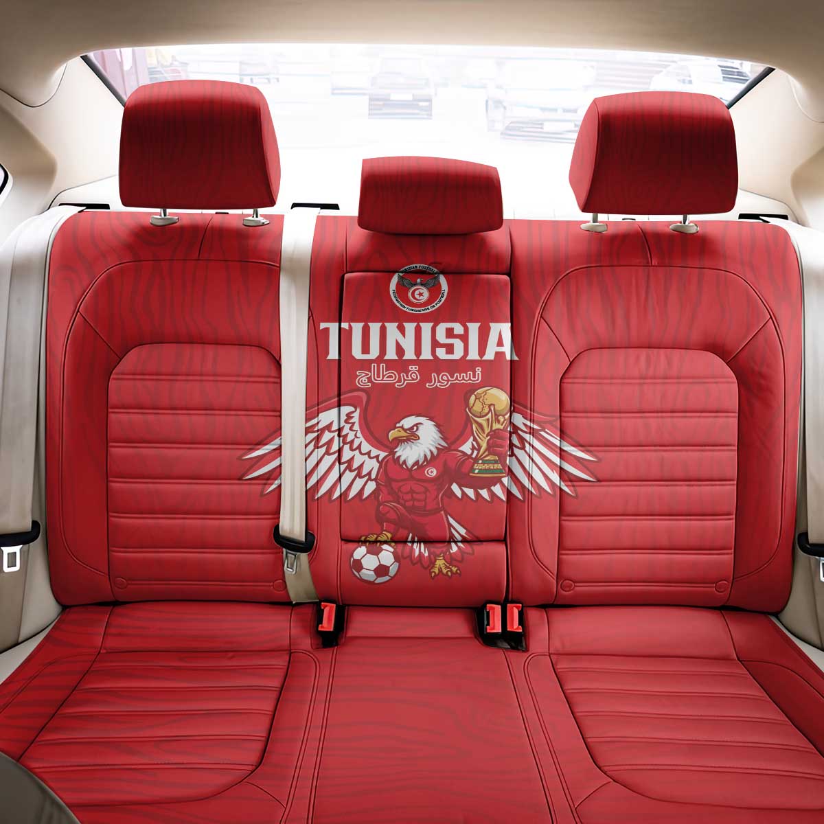 Tunisia Football Back Car Seat Cover Eagles of Carthage Rise - Wonder Print Shop