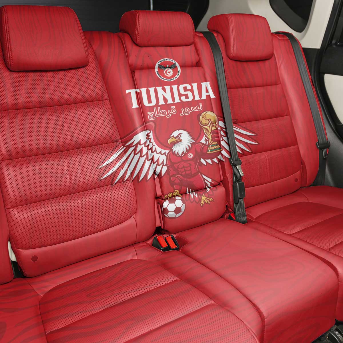 Tunisia Football Back Car Seat Cover Eagles of Carthage Rise - Wonder Print Shop