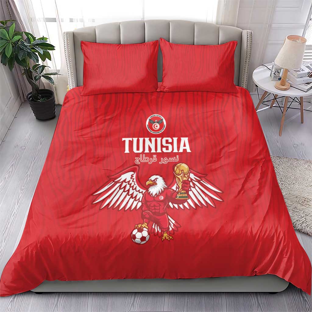 Tunisia Football Bedding Set Eagles of Carthage Rise - Wonder Print Shop