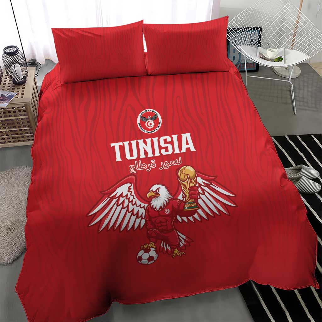 Tunisia Football Bedding Set Eagles of Carthage Rise - Wonder Print Shop