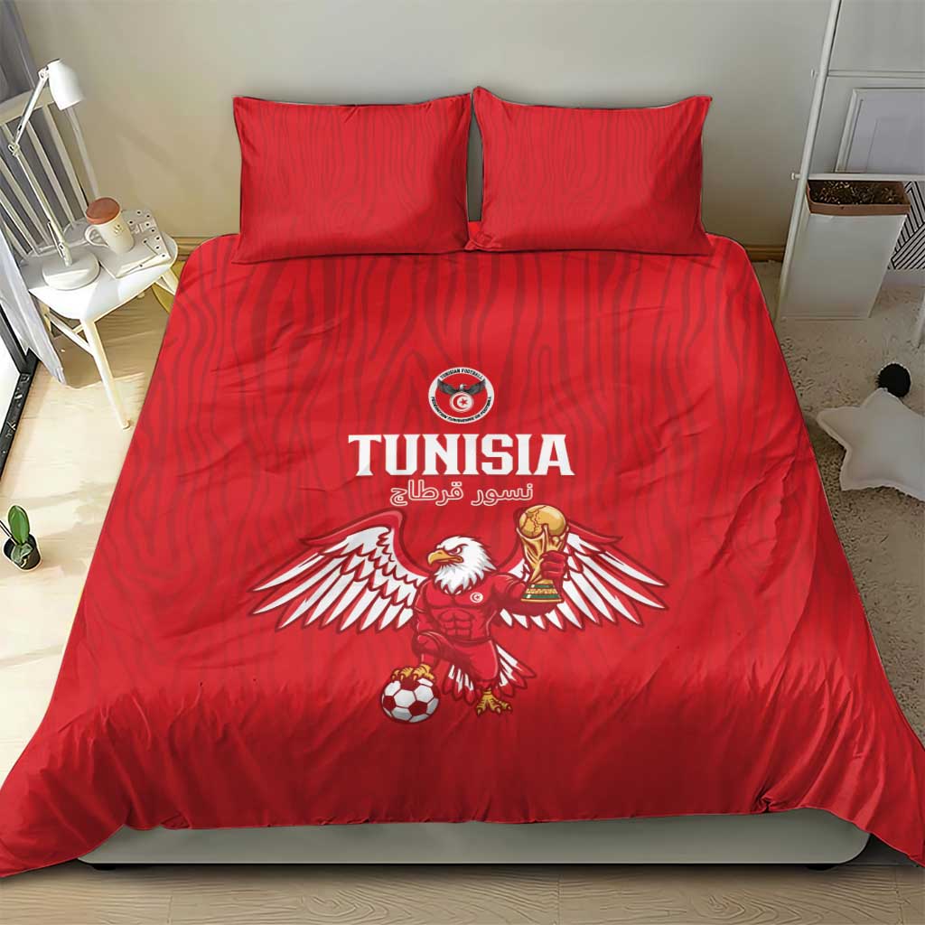 Tunisia Football Bedding Set Eagles of Carthage Rise - Wonder Print Shop