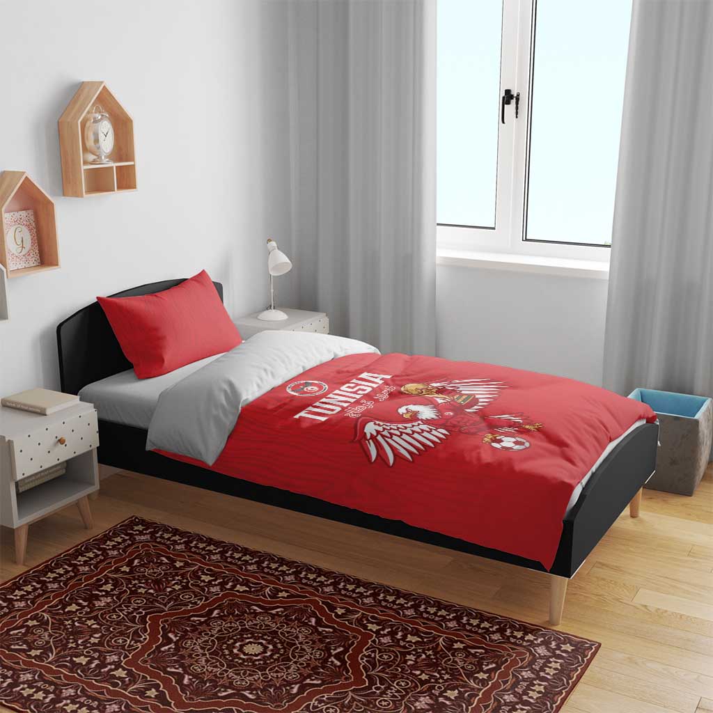 Tunisia Football Bedding Set Eagles of Carthage Rise - Wonder Print Shop