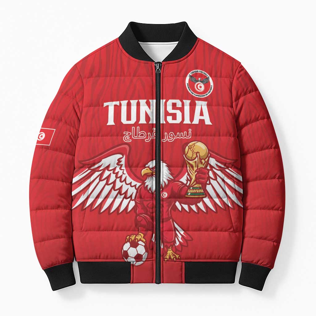Custom Tunisia Football Bomber Puffer Jacket Eagles of Carthage Rise - Wonder Print Shop