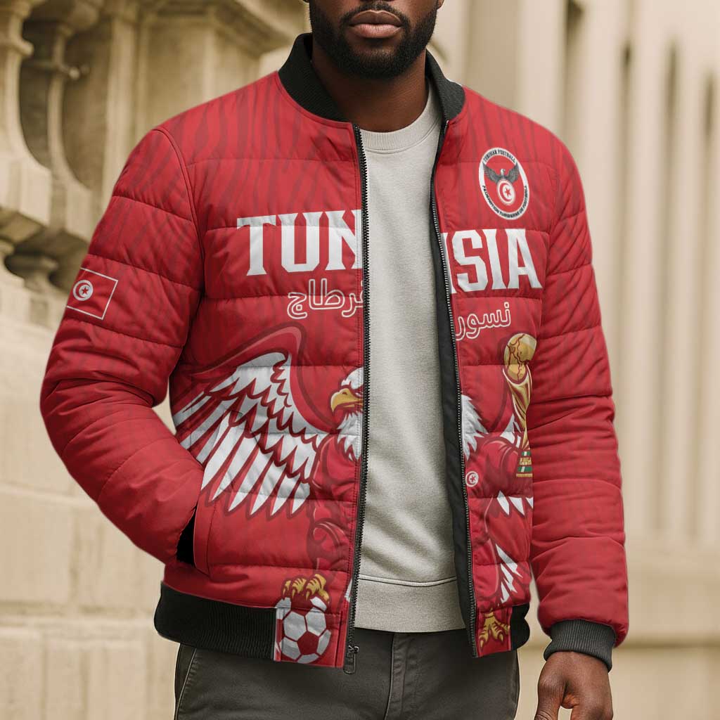 Custom Tunisia Football Bomber Puffer Jacket Eagles of Carthage Rise - Wonder Print Shop