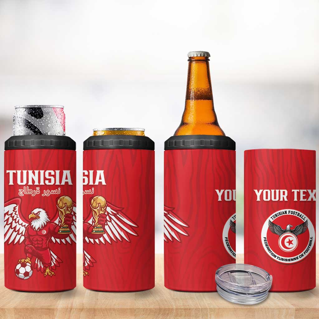 Custom Tunisia Football 4 in 1 Can Cooler Tumbler Eagles of Carthage Rise - Wonder Print Shop