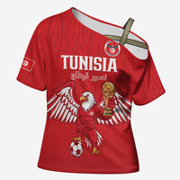 Custom Tunisia Football Cross Shoulder Shirt Eagles of Carthage Rise - Wonder Print Shop