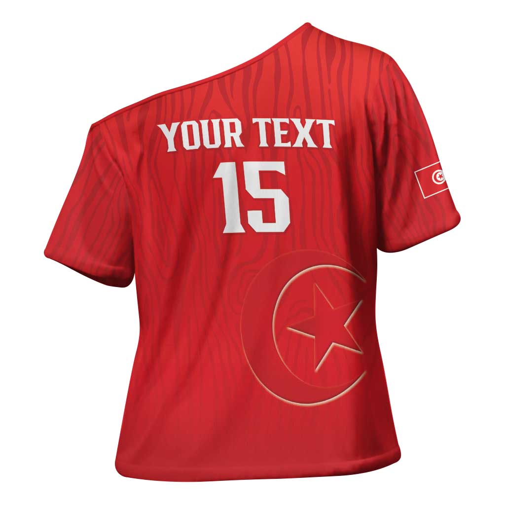 Custom Tunisia Football Cross Shoulder Shirt Eagles of Carthage Rise - Wonder Print Shop