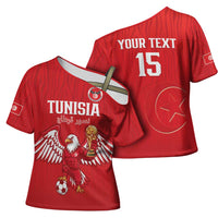 Custom Tunisia Football Cross Shoulder Shirt Eagles of Carthage Rise - Wonder Print Shop