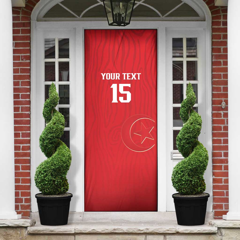 Custom Tunisia Football Door Cover Eagles of Carthage Rise - Wonder Print Shop