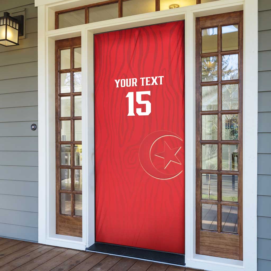 Custom Tunisia Football Door Cover Eagles of Carthage Rise - Wonder Print Shop