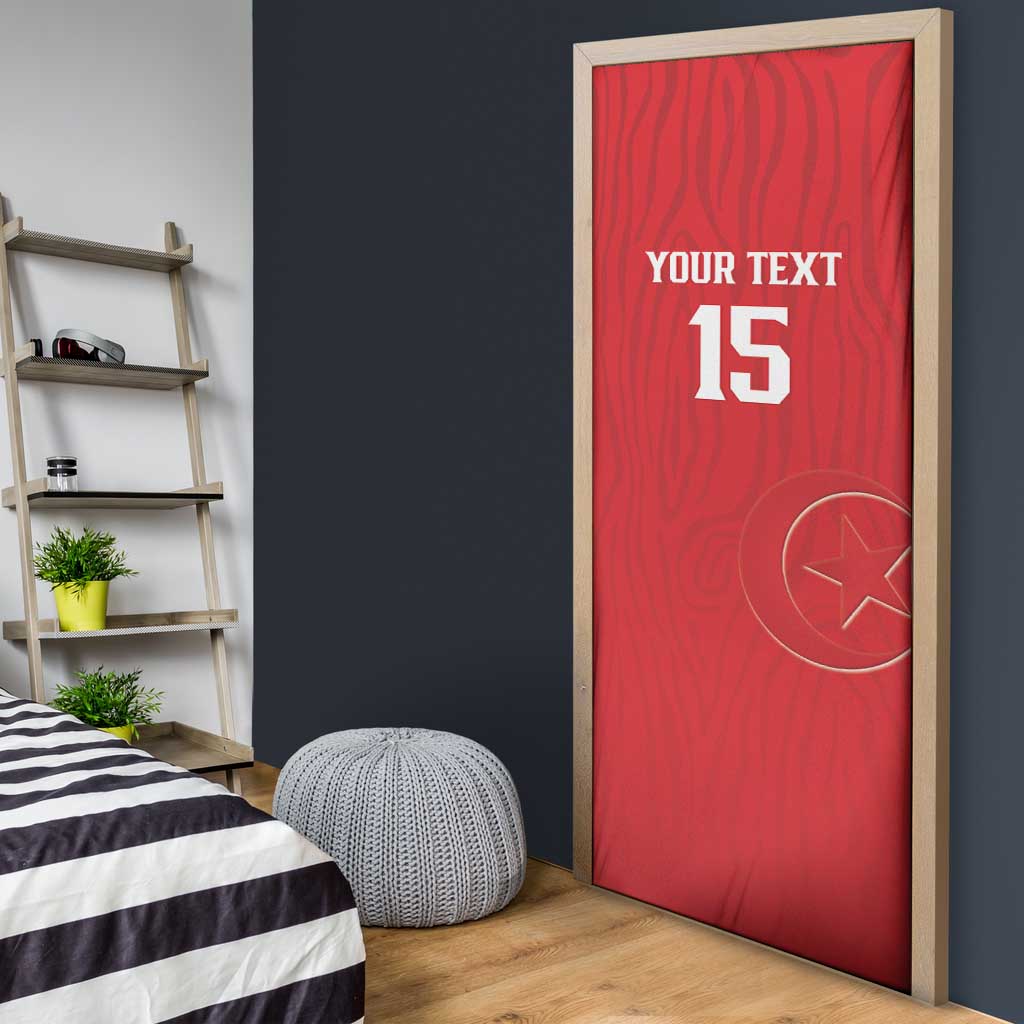 Custom Tunisia Football Door Cover Eagles of Carthage Rise - Wonder Print Shop