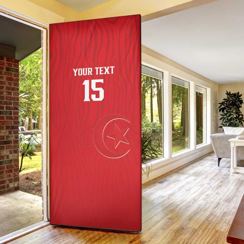 Custom Tunisia Football Door Cover Eagles of Carthage Rise - Wonder Print Shop