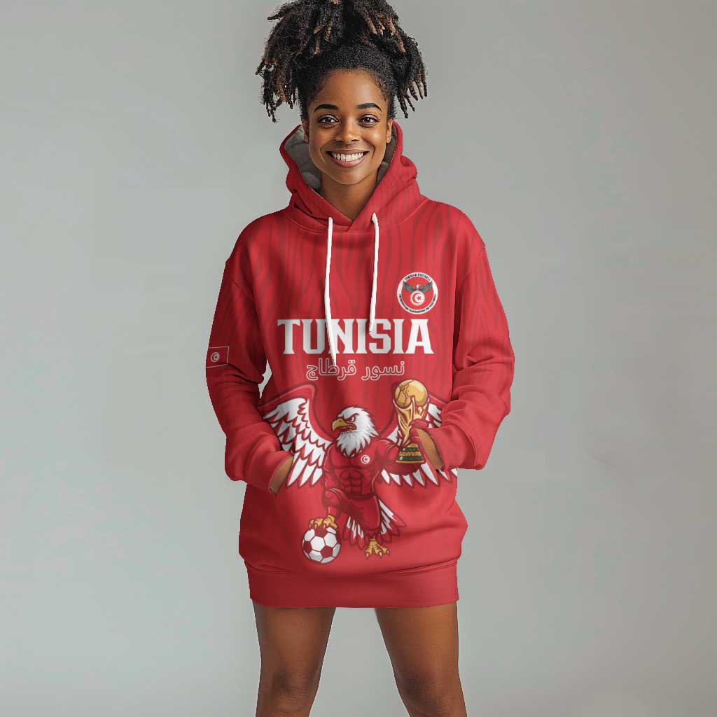 Custom Tunisia Football Hoodie Dress Eagles of Carthage Rise - Wonder Print Shop