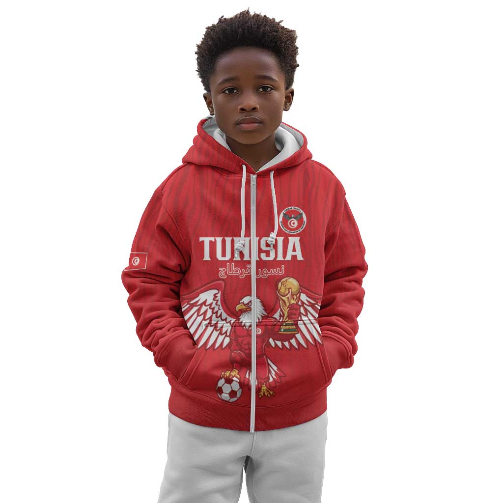 Custom Tunisia Football Kid Hoodie Eagles of Carthage Rise - Wonder Print Shop