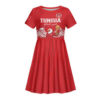 Custom Tunisia Football Kid Short Sleeve Dress Eagles of Carthage Rise LT15