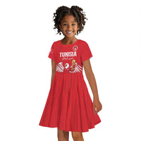 Custom Tunisia Football Kid Short Sleeve Dress Eagles of Carthage Rise LT15