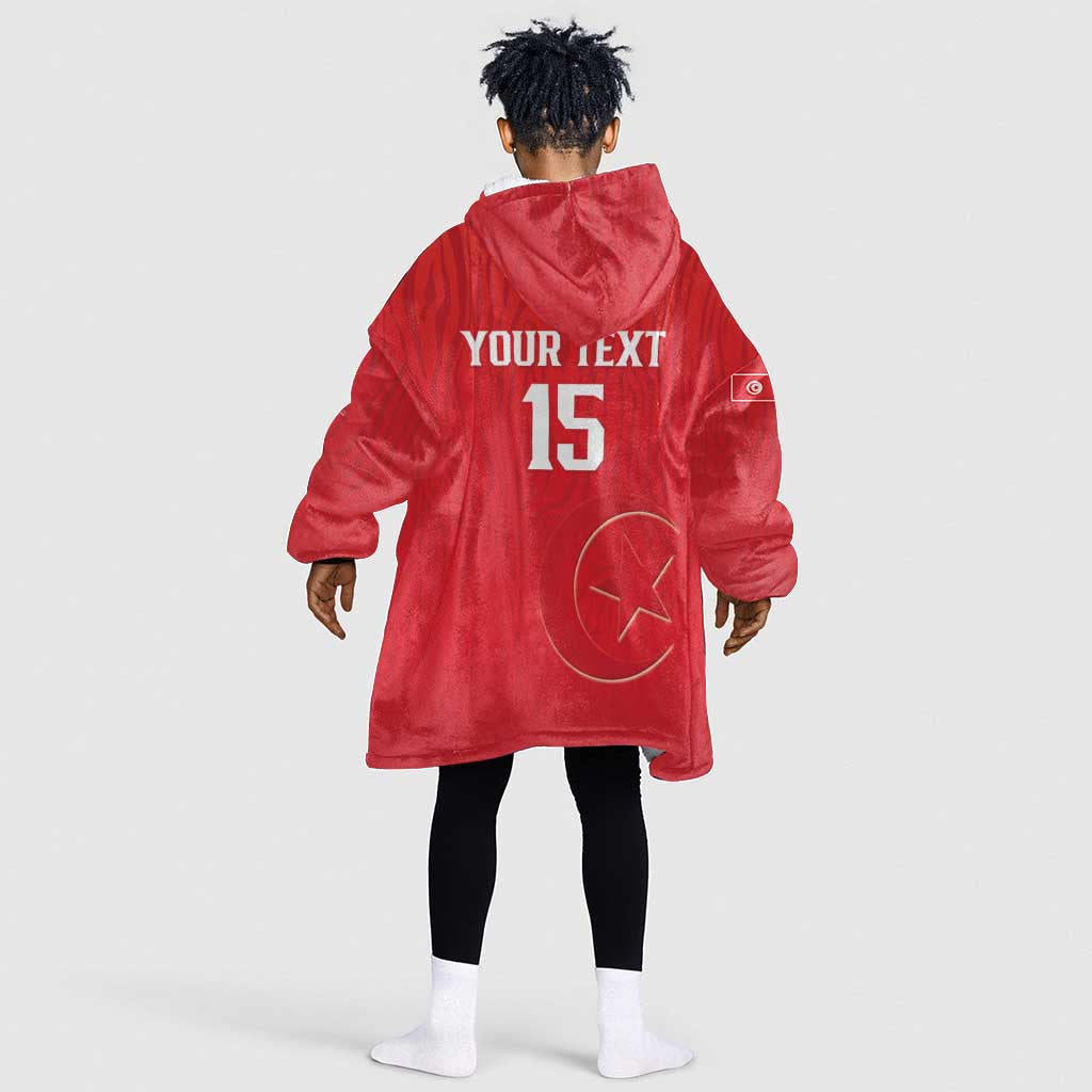 Custom Tunisia Football Kid Wearable Blanket Hoodie Eagles of Carthage Rise - Wonder Print Shop