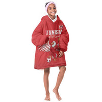 Custom Tunisia Football Kid Wearable Blanket Hoodie Eagles of Carthage Rise - Wonder Print Shop