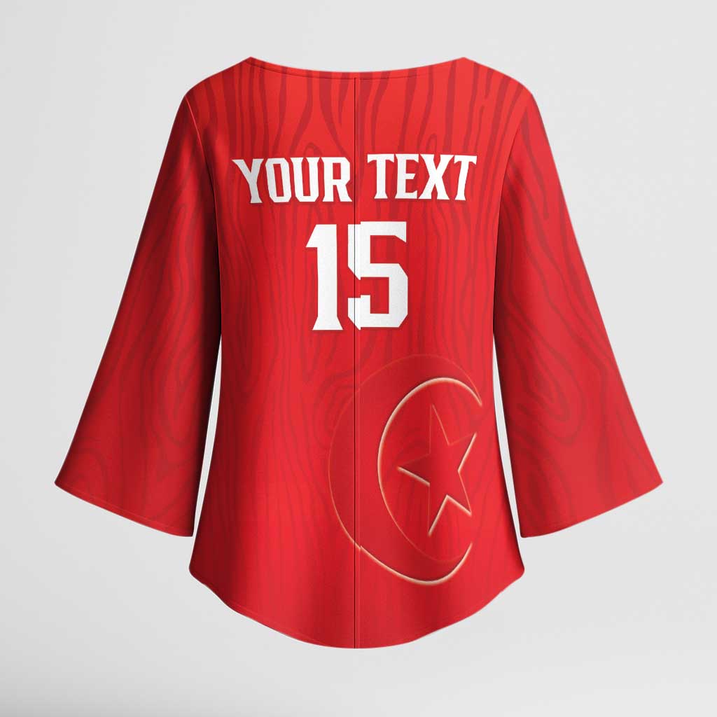 Custom Tunisia Football Kimono Sleeve Blouse Eagles of Carthage Rise - Wonder Print Shop