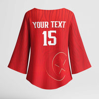 Custom Tunisia Football Kimono Sleeve Blouse Eagles of Carthage Rise - Wonder Print Shop