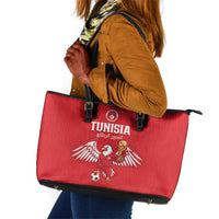 Tunisia Football Leather Tote Bag Eagles of Carthage Rise - Wonder Print Shop