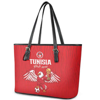 Tunisia Football Leather Tote Bag Eagles of Carthage Rise - Wonder Print Shop