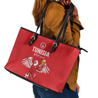 Tunisia Football Leather Tote Bag Eagles of Carthage Rise - Wonder Print Shop