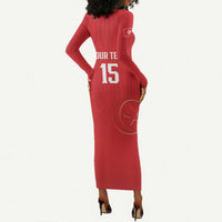Custom Tunisia Football Long Sleeve Bodycon Dress Eagles of Carthage Rise - Wonder Print Shop