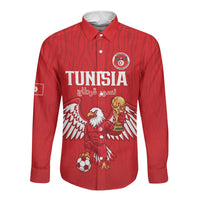 Custom Tunisia Football Long Sleeve Button Shirt Eagles of Carthage Rise - Wonder Print Shop