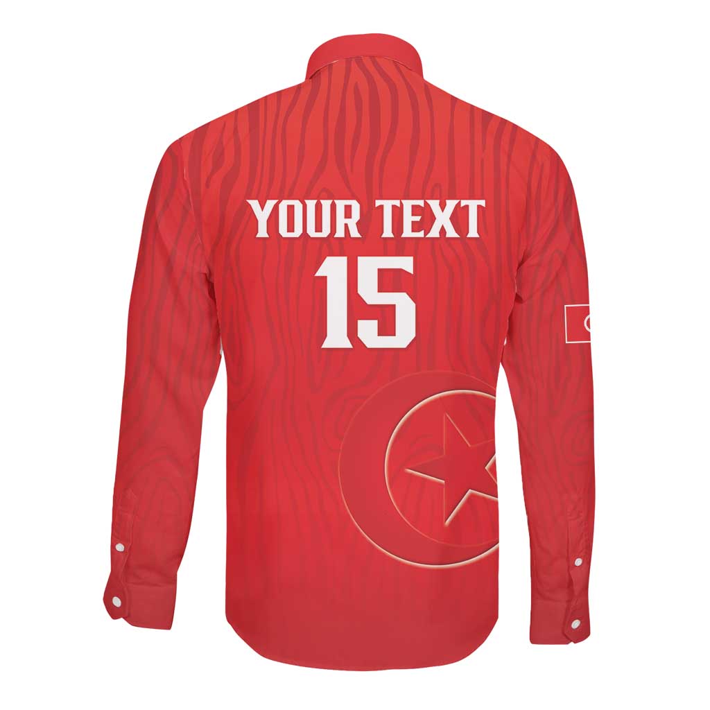 Custom Tunisia Football Long Sleeve Button Shirt Eagles of Carthage Rise - Wonder Print Shop