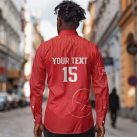 Custom Tunisia Football Long Sleeve Button Shirt Eagles of Carthage Rise - Wonder Print Shop