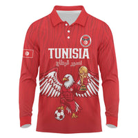 Custom Tunisia Football Long Sleeve Polo Shirt Eagles of Carthage Rise - Wonder Print Shop