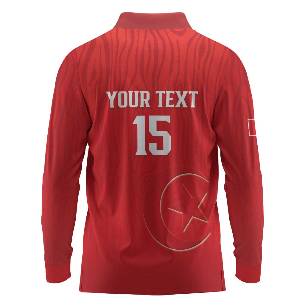 Custom Tunisia Football Long Sleeve Polo Shirt Eagles of Carthage Rise - Wonder Print Shop
