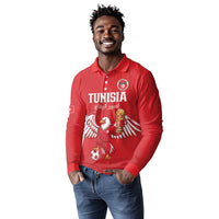 Custom Tunisia Football Long Sleeve Polo Shirt Eagles of Carthage Rise - Wonder Print Shop