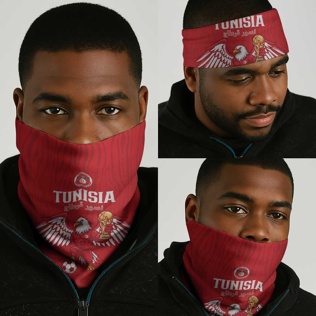Tunisia Football Neck Gaiter Eagles of Carthage Rise - Wonder Print Shop