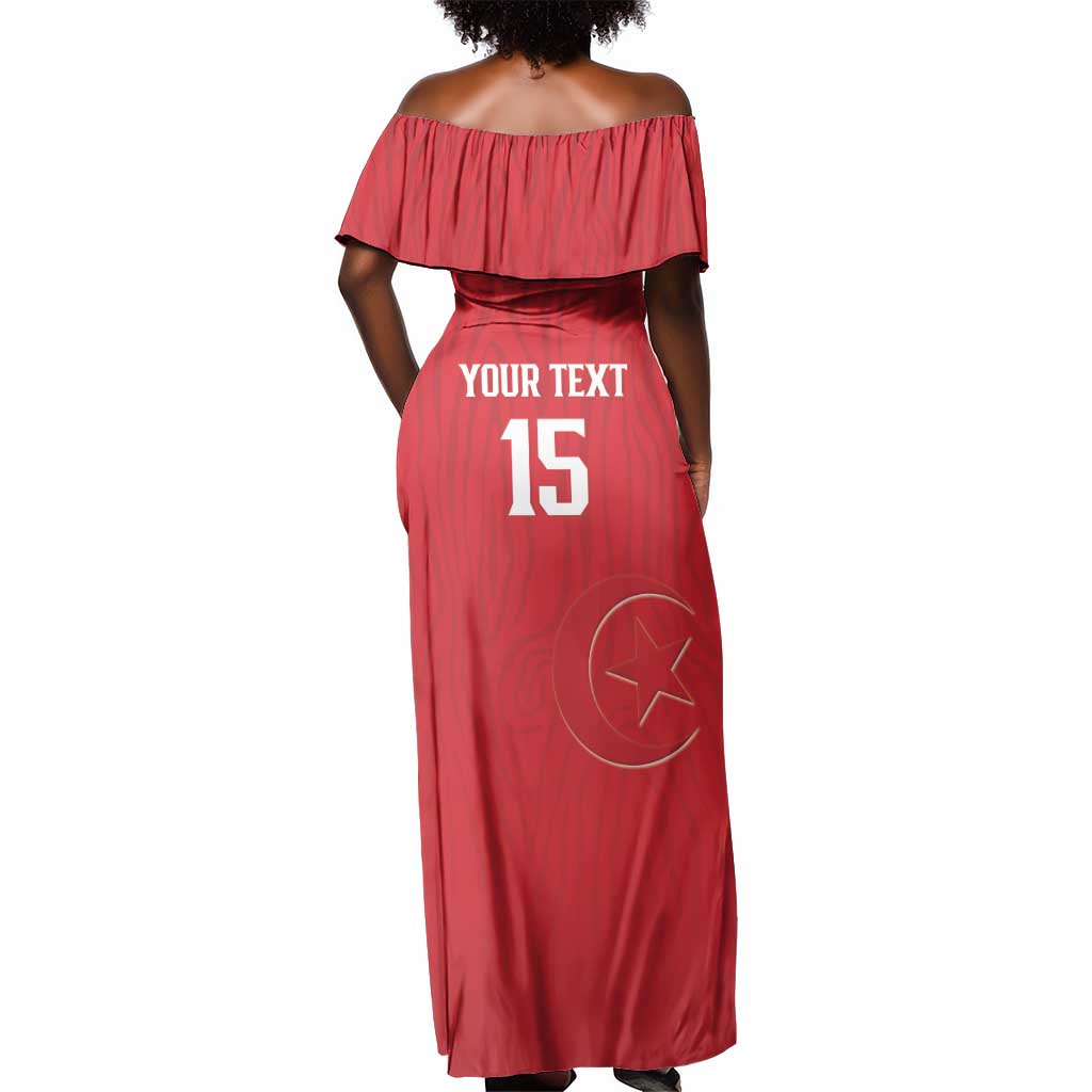 Custom Tunisia Football Off Shoulder Maxi Dress Eagles of Carthage Rise - Wonder Print Shop